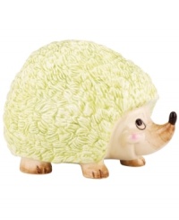 A cute alternative to the traditional piggy, the Happy Hedgehog bank boasts a fun cartoon feel with a spiny green back that protects kids' allowance. A cute alternative to the traditional piggy, the Happy Hedgehog bank boasts a fun cartoon feel with a spiny green back that protects kids' allowance.