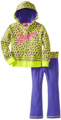 Puma - Kids Girls 2-6X Little Leopard Print Hoodie Set, Lime Punch, 4 Puma - Kids Girls 2-6X Little Leopard Print Hoodie Set, Lime Punch, 4