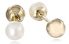 14k Yellow Gold and White Freshwater Cultured Pearl Reversible Stud Earrings (3.75mm)