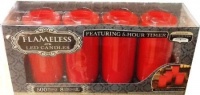 Wax Flameless LED Candles with Realistic Wick - 4 pack (Red) Wax Flameless LED Candles with Realistic Wick - 4 pack (Red)