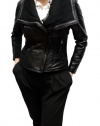 Michael Kors Asymmetrical Zip Front Leather Jacket-Black-PS