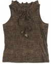 Lauren Jeans Co. Women's Ruffled Sleeveless Printed Jersey Top
