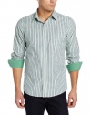 IZOD Men's Long Sleeve Slim Fit Striped Ombre Button Down