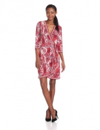 BCBGMAXAZRIA Women's Adele Printed Wrap Dress, Rio Red Combo, Large BCBGMAXAZRIA Women's Adele Printed Wrap Dress, Rio Red Combo, Large