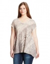 DKNY Jeans Women's Plus-Size Snake Print Drapey Hem Top