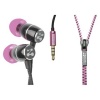 Zipbuds FRESH Noise-Isolating Metal Earbuds with Tangle Free Zipper Cabling (Pink)