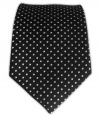 100% Silk Woven Black Pindot Skinny Tie