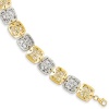 14k White and Yellow Gold Two tone Polished & Diamond Cut Square Bracelet