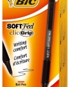 BIC Soft Feel Retractable Ballpoint Pen, Medium Point, Black, 12-Count