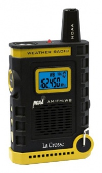 La Crosse 810-805 NOAA/AM/FM Weather RED Alert Super Sport Radio with flashlight, USA-made IC chip for High Quality Digital reception, rubberized black finish, earphone jack and hands-free included lanyard La Crosse 810-805 NOAA/AM/FM Weather RED Alert Super Sport Radio with flashlight, USA-made IC chip for High Quality Digital reception, rubberized black finish, earphone jack and hands-free included lanyard