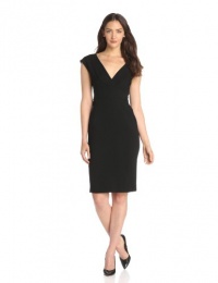 Catherine Malandrino Women's Afina Deep V-Neck Short Sleeve Ponte Dress with Pockets, Noir, Small Catherine Malandrino Women's Afina Deep V-Neck Short Sleeve Ponte Dress with Pockets, Noir, Small
