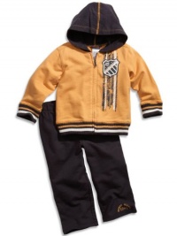 GUESS Kids Baby Boy Zip-Front Hoodie and Pants Active Set (12-24m), GOLD (12M) GUESS Kids Baby Boy Zip-Front Hoodie and Pants Active Set (12-24m), GOLD (12M)