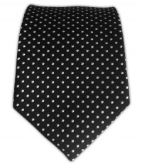 100% Silk Woven Black Pindot Skinny Tie 100% Silk Woven Black Pindot Skinny Tie