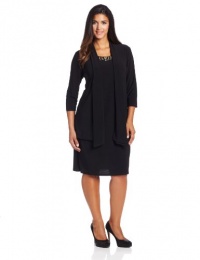 Jessica Howard Women's Plus-Size Drape Jacket Dress with Beaded Neck Jessica Howard Women's Plus-Size Drape Jacket Dress with Beaded Neck