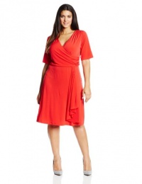 AGB Women's Plus-Size Elbow Sleeve Surplice Dress AGB Women's Plus-Size Elbow Sleeve Surplice Dress