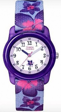 Timex Kids' T7B887 Analog Flowers Elastic Fabric Strap Watch