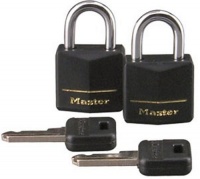 Master Lock 121T Solid Brass Keyed Alike Padlock, Black Cover, 7/16-Inch Shackle, 2-Pack Master Lock 121T Solid Brass Keyed Alike Padlock, Black Cover, 7/16-Inch Shackle, 2-Pack