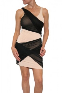 Women's Alice + Olivia Shelly Drape Tank Dress in Nude/Black Size 2 Women's Alice + Olivia Shelly Drape Tank Dress in Nude/Black Size 2