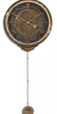 Uttermost Leonardo Chronograph Black Wall Weathered Laminated Clock Uttermost Leonardo Chronograph Black Wall Weathered Laminated Clock