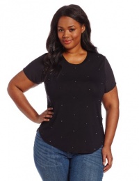 Vince Camuto Women's Plus-Size Women's Woven Back Embellished Tee Vince Camuto Women's Plus-Size Women's Woven Back Embellished Tee