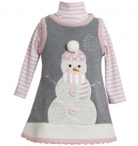Bonnie Jean Girls Snowman Winter Holiday Jumper Dress Set, Grey, 2T Bonnie Jean Girls Snowman Winter Holiday Jumper Dress Set, Grey, 2T