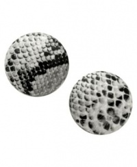 Guess Earrings, Silver-Tone Black & White Snakeskin Jungle Queen Button Earrings Guess Earrings, Silver-Tone Black & White Snakeskin Jungle Queen Button Earrings