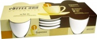 Konitz Coffee Bar Espresso 2-Ounce Cups and Saucers, Set of 4, White Konitz Coffee Bar Espresso 2-Ounce Cups and Saucers, Set of 4, White