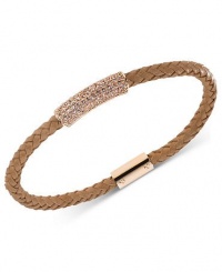 Michael Kors Rose Gold Braided Bracelet with Crystal Pave Bar MKJ2455 Michael Kors Rose Gold Braided Bracelet with Crystal Pave Bar MKJ2455