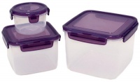 Lock & Lock Square Food Container 6-Piece Set, Violet Lids Lock & Lock Square Food Container 6-Piece Set, Violet Lids