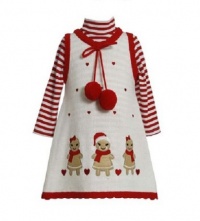Bonnie Jean Baby Girls Gingerbread Holiday Jumper Dress Set, Red, 5 Bonnie Jean Baby Girls Gingerbread Holiday Jumper Dress Set, Red, 5
