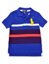 Polo Ralph Lauren Toddler Boy's Big Pony Chest Stripe Polo, Blue, 2T Polo Ralph Lauren Toddler Boy's Big Pony Chest Stripe Polo, Blue, 2T