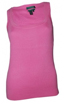 Lauren Ralph Lauren Women`s Petite Cotton Mercerized Tank Top Pink Lauren Ralph Lauren Women`s Petite Cotton Mercerized Tank Top Pink
