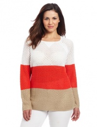Jones New York Women's Plus-Size Long Sleeve Color Blocked Sweater Jones New York Women's Plus-Size Long Sleeve Color Blocked Sweater