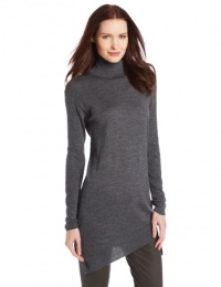Magaschoni Women's Asymetric Hem Turtle Neck Sweater, Castle,Medium Magaschoni Women's Asymetric Hem Turtle Neck Sweater, Castle,Medium