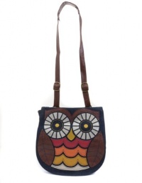 Loungefly Denim Faux Leather Owl Crossbody Messenger Handbag Purse Loungefly Denim Faux Leather Owl Crossbody Messenger Handbag Purse