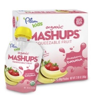 Plum Kids Organic Fruit Mashups, Strawberry Banana, 4-Count (Pack of 6)