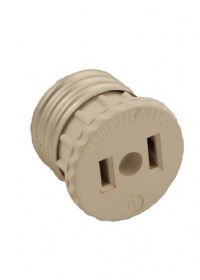 Leviton 125 15 Amp, 660 Watt, 125 Volt, 2-Pole, 2-Wire, Socket To Outlet Adapter Leviton 125 15 Amp, 660 Watt, 125 Volt, 2-Pole, 2-Wire, Socket To Outlet Adapter
