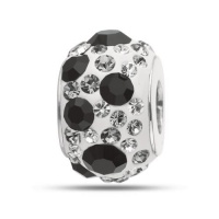 Black Kaleidoscope Crystal Bead In Sterling Silver Black Kaleidoscope Crystal Bead In Sterling Silver