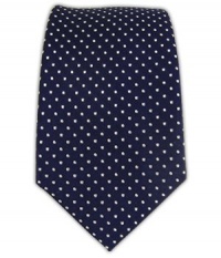 100% Silk Woven Pindot Navy Skinny Tie 100% Silk Woven Pindot Navy Skinny Tie