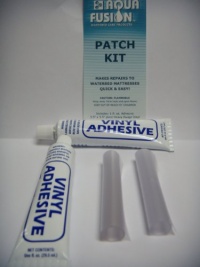 Two Vinyl Repair kits for Waterbed mattresses, Air beds, Inflatable toys, Rafts, Inflatable pool seats, Beach balls, Pool covers, Boat / auto interiors, Seat covers, Spa covers and most products that are made with vinyl material Two Vinyl Repair kits for Waterbed mattresses, Air beds, Inflatable toys, Rafts, Inflatable pool seats, Beach balls, Pool covers, Boat / auto interiors, Seat covers, Spa covers and most products that are made with vinyl material
