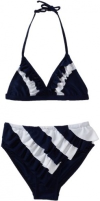 Flapdoodles Girls 7-16 Nautical Ruffle Two Piece Bikini, Navy/White, 10 Flapdoodles Girls 7-16 Nautical Ruffle Two Piece Bikini, Navy/White, 10
