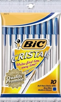 BIC Cristal Stic Ball Pen, Medium Point (1.0 mm), Blue, 10 Pens BIC Cristal Stic Ball Pen, Medium Point (1.0 mm), Blue, 10 Pens