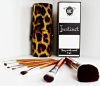 Makeup Brushes Set -'Instinct' - 7 Pce Travel Kit Beautifully Packaged in a High Fashion Leopard Print Makeup Brush Cup Holder. An Essential Collection of Best Synthetic and Natural Fiber Brushes - Foundation, Contour, Concealer, Powder, Fan, Eyeshadow an