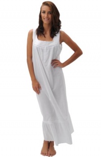 Del Rossa Women's Patricia 100% Cotton Long Victorian Sleeveless Nightgown Del Rossa Women's Patricia 100% Cotton Long Victorian Sleeveless Nightgown