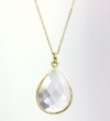 B. Brilliant 18KT Gold over Sterling Silver Cubic Zirconia Teardrop Pendant Necklace
