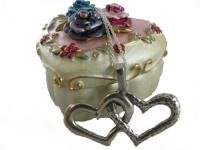 CLOSE OUT PRICING! Sterling Silver Twin Hearts Necklace in a Flowered Heart Box set with Swarovski Crystals Rosettes Figurine Love Gift CLOSE OUT PRICING! Sterling Silver Twin Hearts Necklace in a Flowered Heart Box set with Swarovski Crystals Rosettes Figurine Love Gift