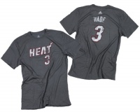 Miami Heat Dwyane Wade #3 NBA Mens Short Sleeve Tee Shirt, Storm Gray Miami Heat Dwyane Wade #3 NBA Mens Short Sleeve Tee Shirt, Storm Gray