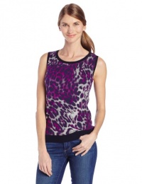 Jones New York Women's Petite Sleeveless Printed Shell Tank Sweater Jones New York Women's Petite Sleeveless Printed Shell Tank Sweater