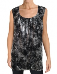 Michael Michael Kors Women's Tank Top 1X Plus Black Silver Metallic Michael Michael Kors Women's Tank Top 1X Plus Black Silver Metallic
