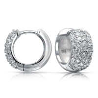 Bling Jewelry Cubic Zirconia Wide Pave Sterling Silver Huggie Hoop Earrings Bling Jewelry Cubic Zirconia Wide Pave Sterling Silver Huggie Hoop Earrings